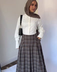 Brown Plaid Flare Skirt