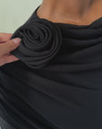 Black Draped Rose Tunic- Final Sale