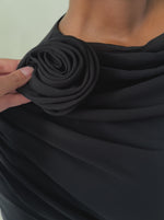 Load and play video in Gallery viewer, Black Draped Rose Tunic- Final Sale
