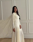 Ivory Embellished Chiffon Cape Gown