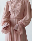 Peachy Blush Beaded Appliqué Gown