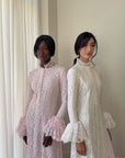 Pink Bell Sleeve Lace Dress
