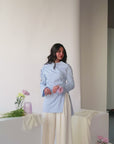 Baby Blue Cotton Ruched Tunic