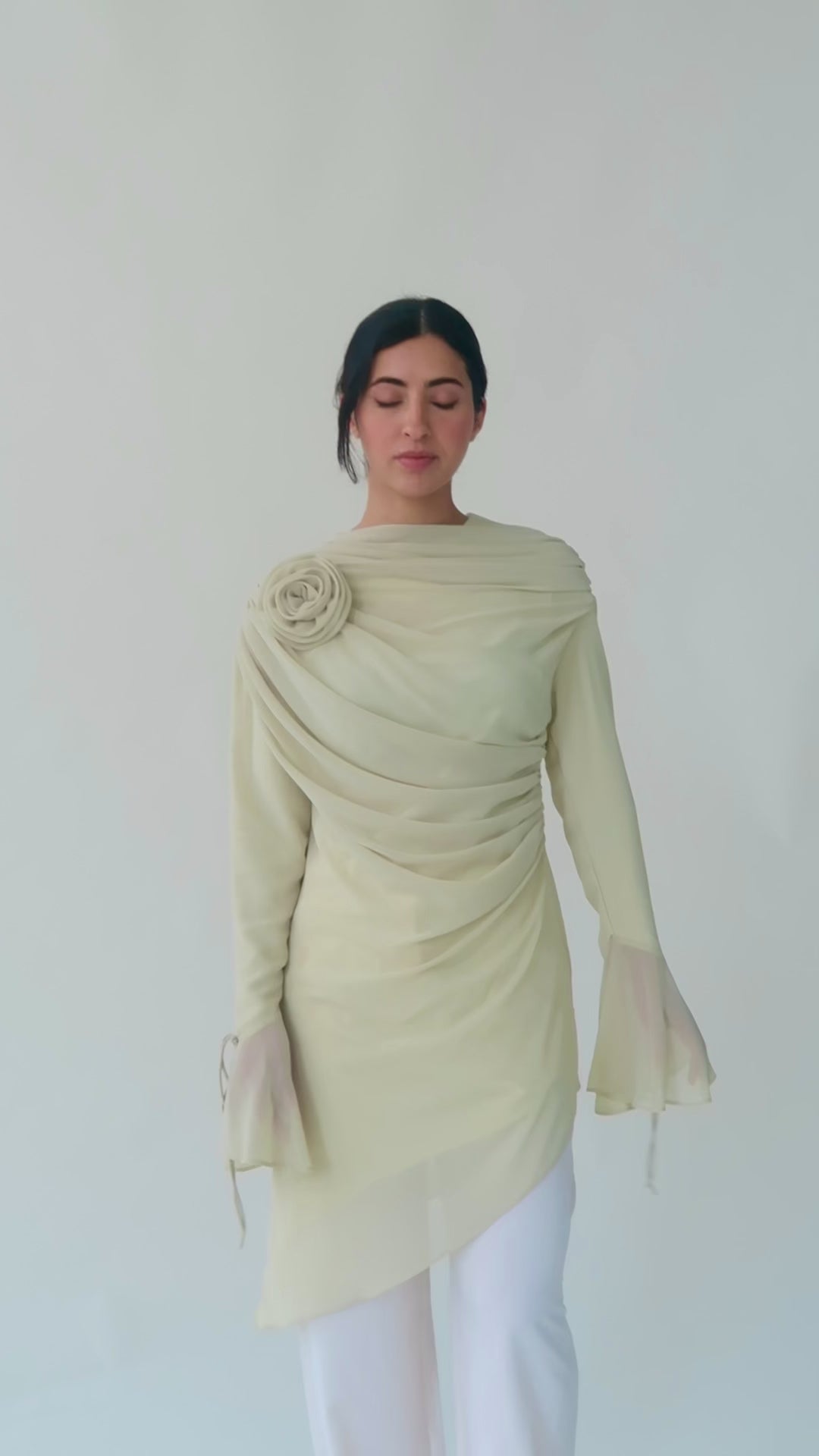 Melon Draped Rose Tunic