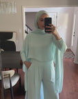 Sky Blue Chiffon Cape Tunic Set (3 pcs)- Final Sale