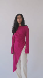Load and play video in Gallery viewer, Fuchsia Asymmetric Slit Tunic
