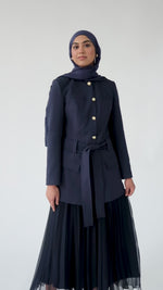 Load and play video in Gallery viewer, Navy SE Belted Jacket - Final Sale
