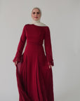 Cherry Red Pleated Slit Gown