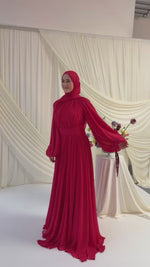 Load and play video in Gallery viewer, Red Structured Belt Gown

