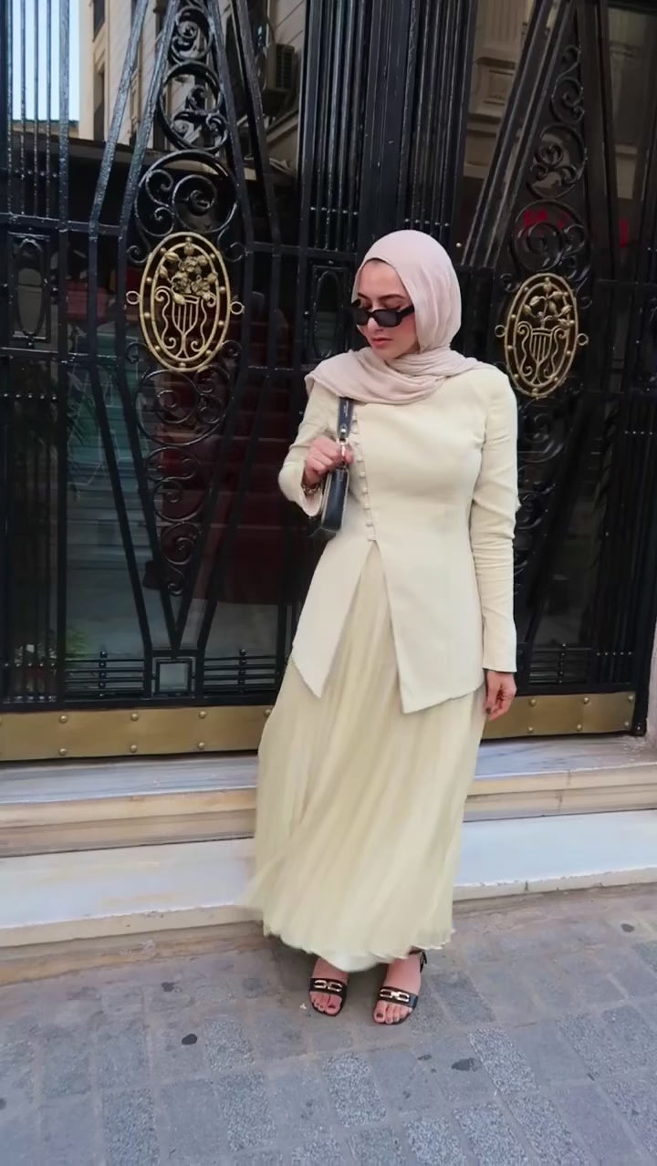 Melon Pleated Chiffon Skirt - Final Sale