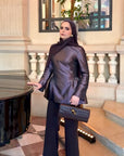 Mauve Purple Taffeta Peplum Tunic