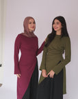 Burgundy Asymmetric Slit Tunic