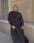 Black Batwing Jersey Maxi Dress
