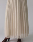 Cream Pleated Chiffon Skirt - Final Sale
