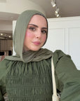Dark Moss Cotton Smocked Tunic