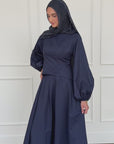 Navy Balloon Top & Maxi Skirt Set