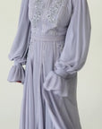 Periwinkle Beaded Appliqué Gown - Final Sale
