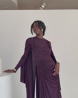 Plum Jersey Cape Gown