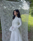 White Bell Sleeve Lace Dress