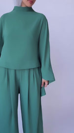 Load and play video in Gallery viewer, Pine Green Cape Tunic Set
