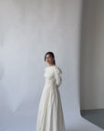 Cream Puff Sleeve Lace Up Dress- Final Sale