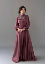 Load image into Gallery viewer, Nadine Terracotta Beaded Bib Gown- Final Sale
