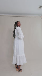 Load and play video in Gallery viewer, White Ruffled Shirt Dress
