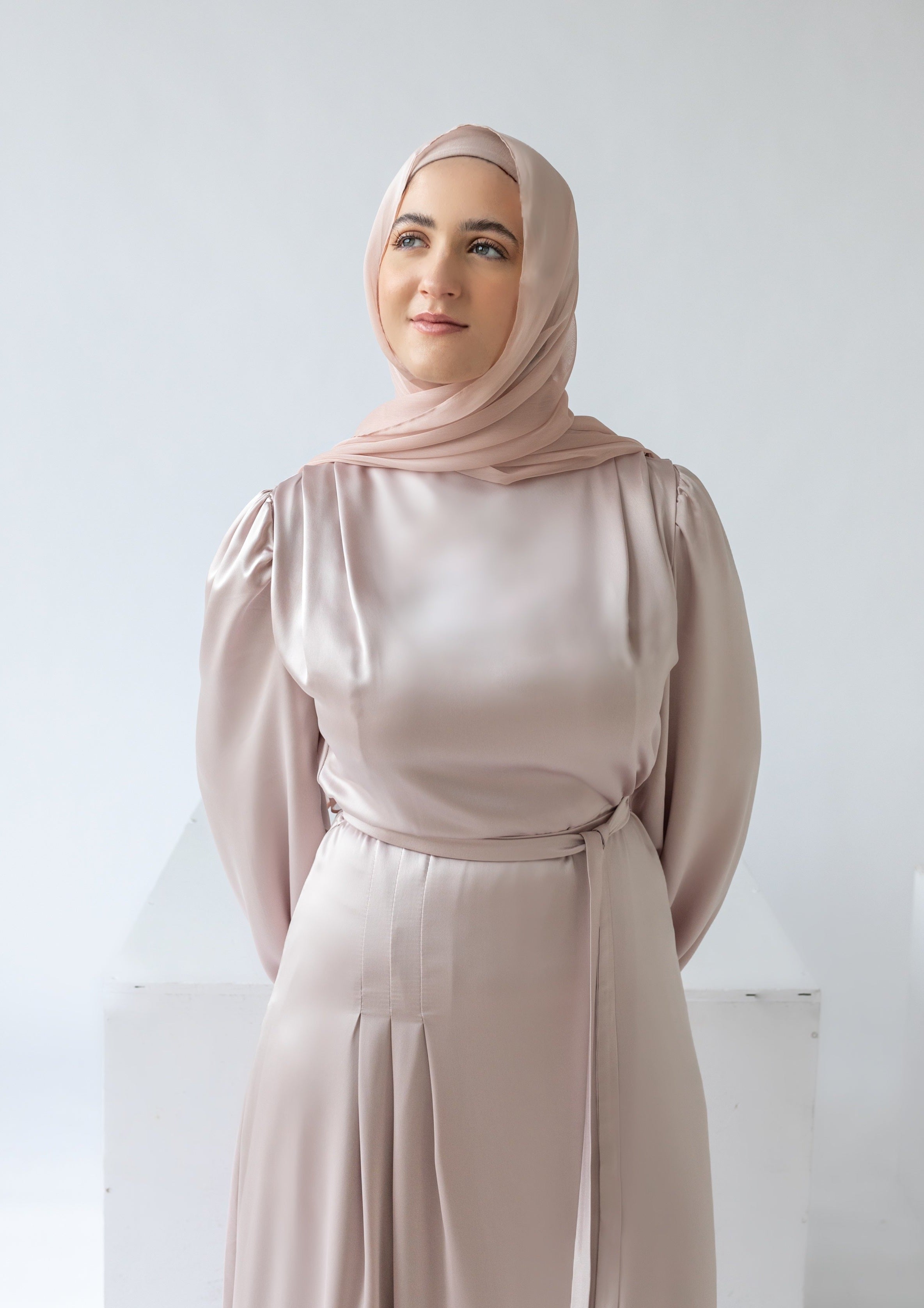 Pearl Pink Cowl Satin Dress