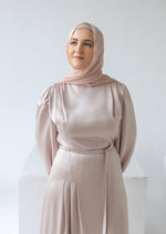 Load image into Gallery viewer, Pearl Pink Cowl Satin Dress
