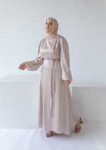 Load image into Gallery viewer, Pearl Pink Cowl Satin Dress
