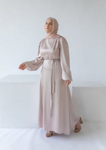 Pearl Pink Cowl Satin Dress