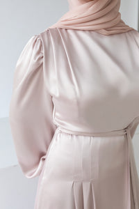 Pearl Pink Cowl Satin Dress