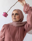 Mauve Pink Shimmering Scarf