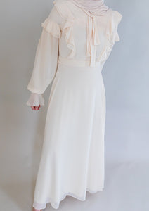 Ivory Ruffled Tie-Neck Dress - Final Sale