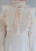 Load image into Gallery viewer, Ivory Ruffled Tie-Neck Dress - Final Sale
