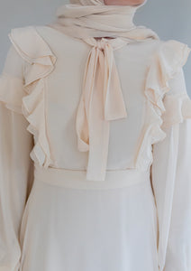 Ivory Ruffled Tie-Neck Dress - Final Sale