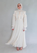 Load image into Gallery viewer, Ivory Ruffled Tie-Neck Dress - Final Sale
