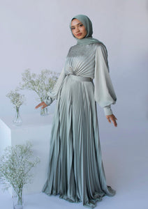 Maya Sage Green Pleated Gown