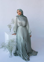 Load image into Gallery viewer, Maya Sage Green Pleated Gown
