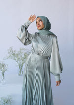 Load image into Gallery viewer, Maya Sage Green Pleated Gown
