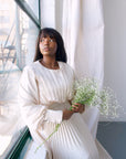 Maya Cream Pleated Gown