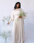 Maya Cream Pleated Gown