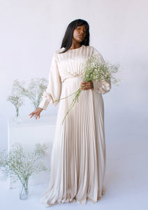 Maya Cream Pleated Gown