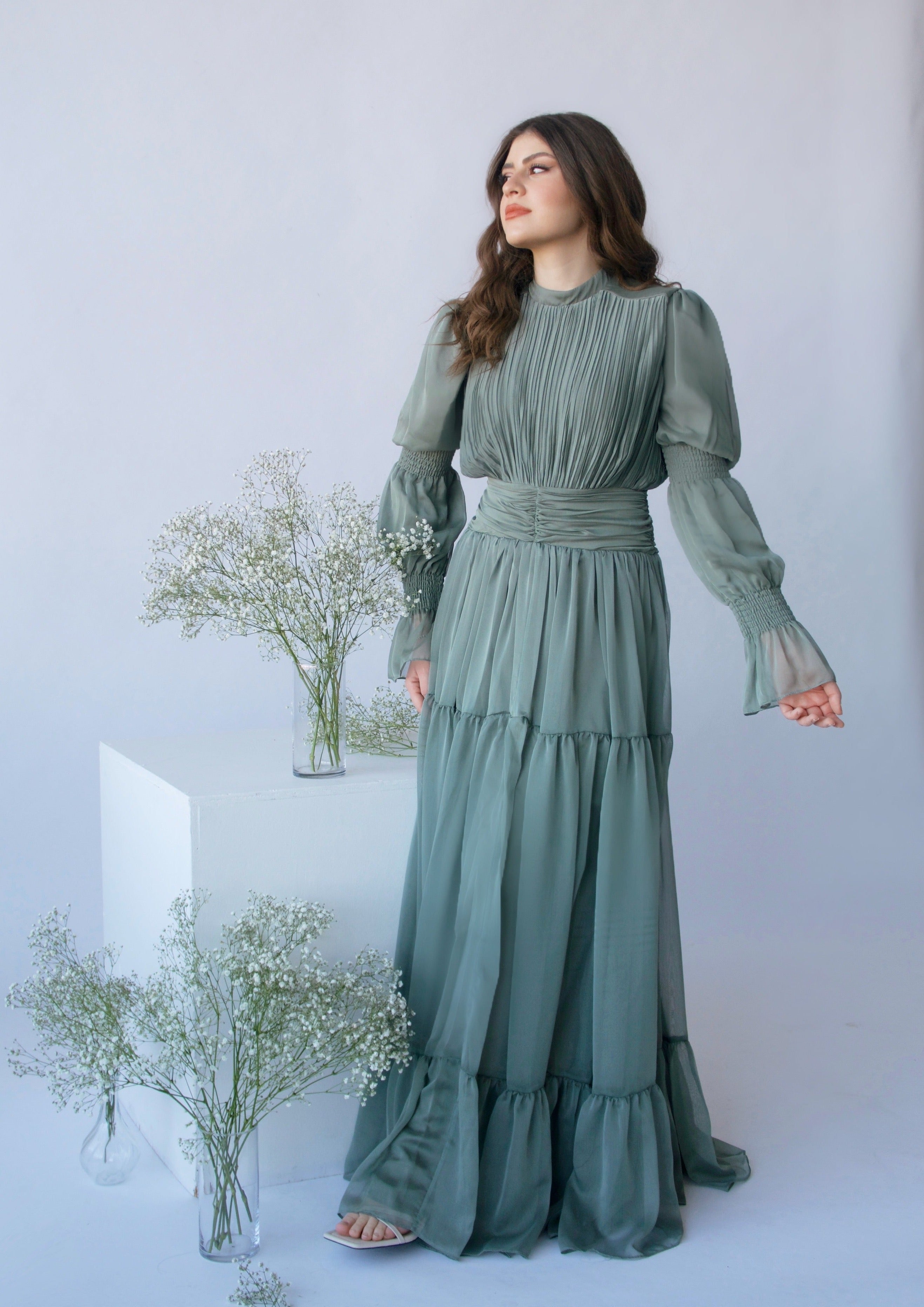 Sage Ruched Dress