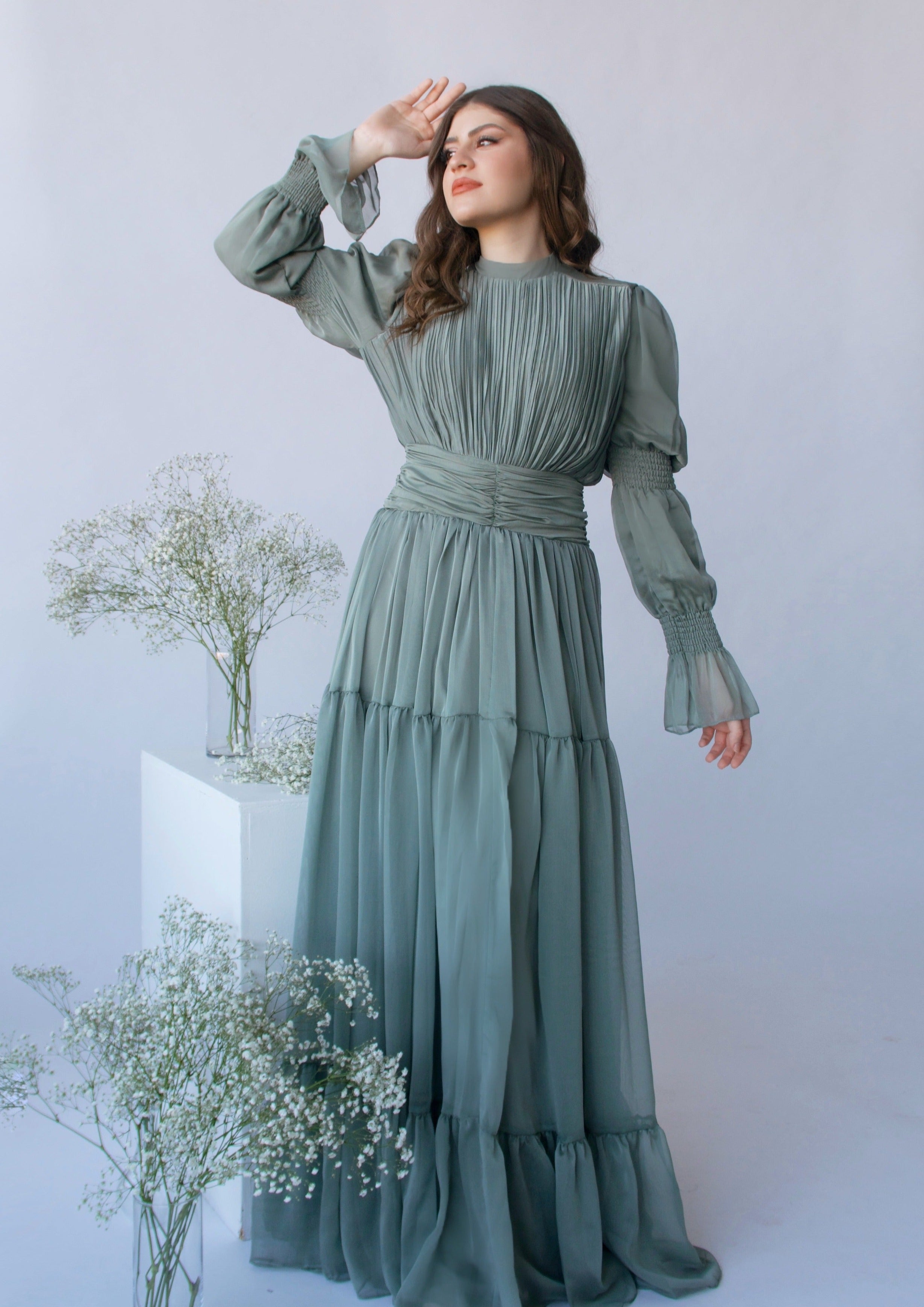 Sage Ruched Dress