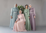 Load image into Gallery viewer, Esma Blush Pink Shimmering Belted Gown
