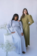 Load image into Gallery viewer, Olive Green Puff Sleeve Dress
