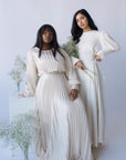 Maya Cream Pleated Gown