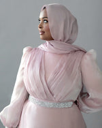 Load image into Gallery viewer, Esma Blush Pink Shimmering Belted Gown
