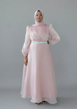 Load image into Gallery viewer, Esma Blush Pink Shimmering Belted Gown
